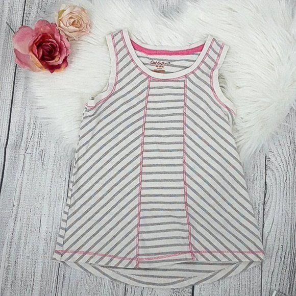 CAT & JACK Girls Striped Sparkle Tank Top 4/5